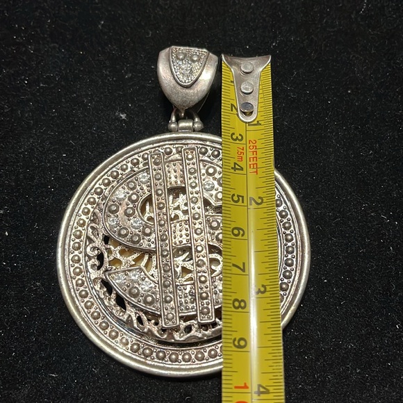 Silver Dollar Rhinestone Sign Pendant - Picture 14 of 17